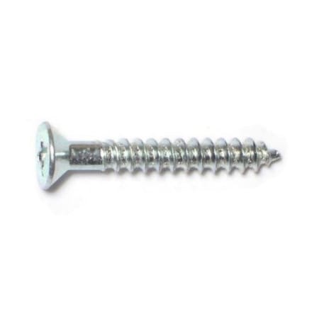 Midwest Fastener Wood Screw, #6, 1 in, Zinc Plated Steel Flat Head Phillips Drive, 100 PK 02537